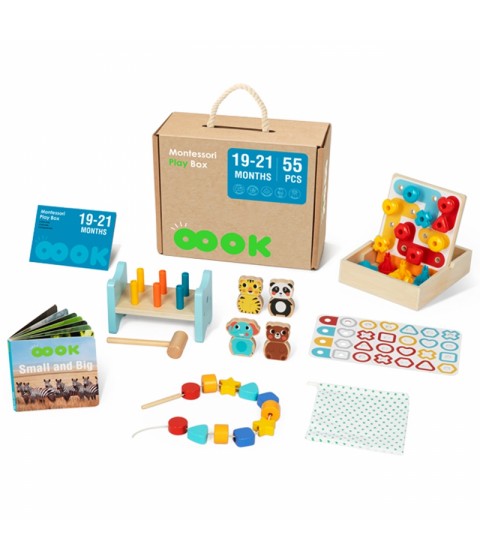 TOOKY TOY Žaislų dėžutė XXL Montessori edukacinė 7in1 sensorinė dėžutė 19-21 mėnesių