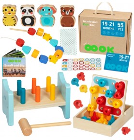 TOOKY TOY Žaislų dėžutė XXL Montessori edukacinė 7in1 sensorinė dėžutė 19-21 mėnesių