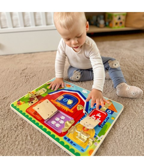 TOOKY TOY manipuliacinės lentos pilių paveikslėlių ūkis