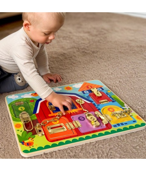 TOOKY TOY manipuliacinės lentos pilių paveikslėlių ūkis