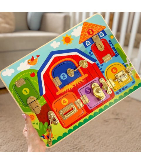 TOOKY TOY manipuliacinės lentos pilių paveikslėlių ūkis