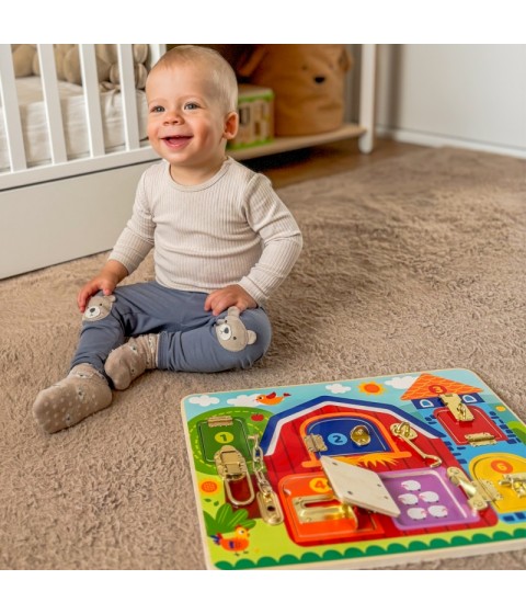TOOKY TOY manipuliacinės lentos pilių paveikslėlių ūkis