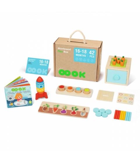 TOOKY TOY Žaislų dėžutė XXL Montessori edukacinė 7in1 sensorinė dėžutė 16-18 mėnesių