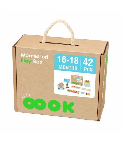 TOOKY TOY Žaislų dėžutė XXL Montessori edukacinė 7in1 sensorinė dėžutė 16-18 mėnesių