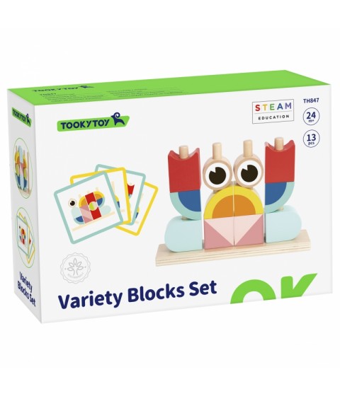 TOOKY TOY kūrybingi mediniai 3D kosminiai kaladėlės krabas