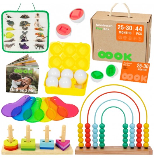TOOKY TOY Žaislų dėžutė XXL Montessori edukacinė 7in1 sensorinė dėžutė 25-30 mėnesių