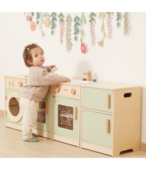 VIGA PolarB medinis virtuvės komplektas XL skalbimo mašinai, viryklei, indaplovėms - žalias