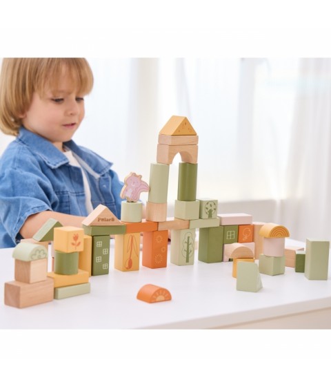 VIGA PolarB mediniai kaladėlės Montessori gyvūnai 50 vnt.
