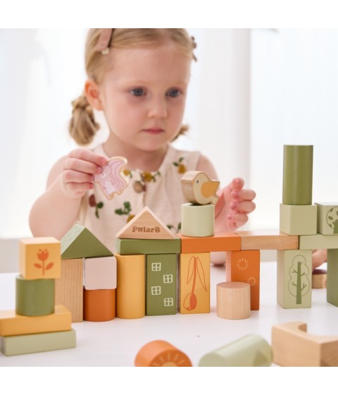 VIGA PolarB mediniai kaladėlės Montessori gyvūnai 50 vnt.