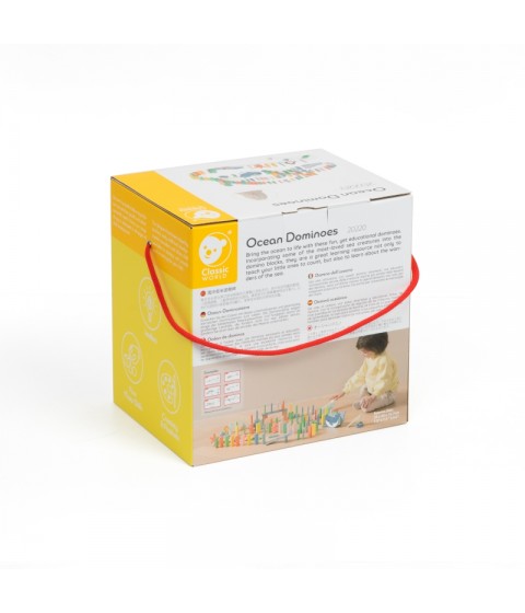 CLASSIC WORLD Medinė domino kliūčių ruožo logika Montessori dėlionė 100 vnt.