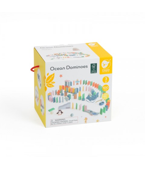 CLASSIC WORLD Medinė domino kliūčių ruožo logika Montessori dėlionė 100 vnt.