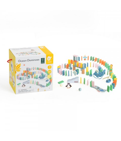 CLASSIC WORLD Medinė domino kliūčių ruožo logika Montessori dėlionė 100 vnt.