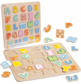 CLASSIC WORLD Medinė Montessori dėlionė Abėcėlės raidžių ir žodžių mokymasis, 27 vnt.