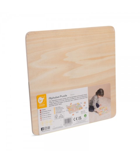 CLASSIC WORLD Medinė Montessori dėlionė Abėcėlės raidžių ir žodžių mokymasis, 27 vnt.