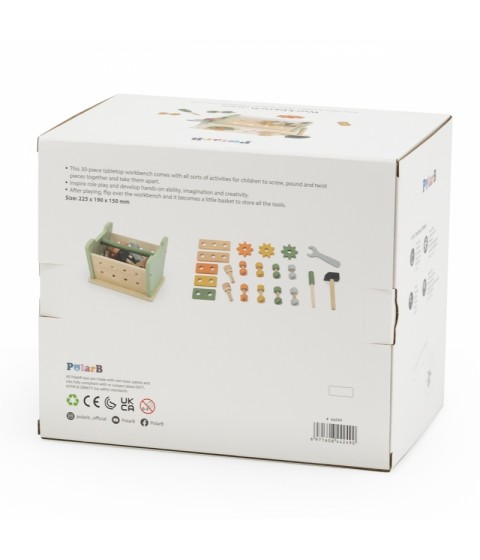 VIGA PolarB Mini Workshop 2in1 įrankių dėžės medinis rinkinys