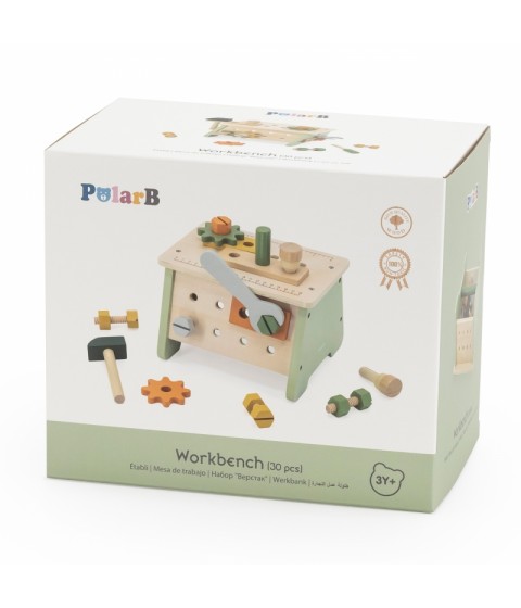 VIGA PolarB Mini Workshop 2in1 įrankių dėžės medinis rinkinys