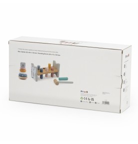 VIGA PolarB medinės piramidės rinkinys + baltojo lokio plaktukas-perforatorius Montessori