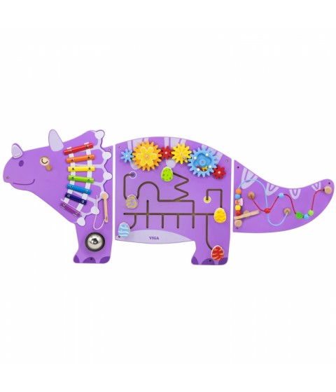VIGA medinė sensorinė-manipuliacinė lenta EDU Triceratops