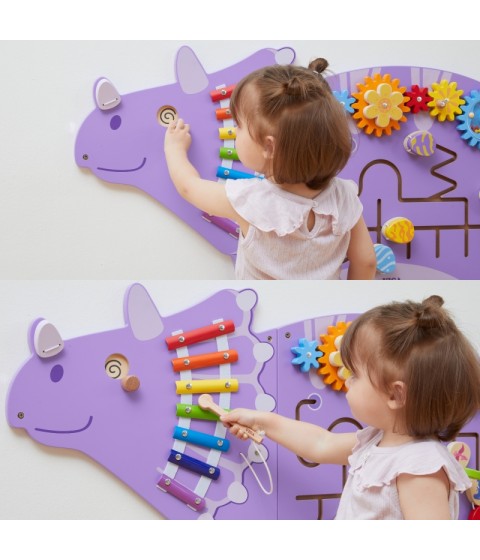 VIGA medinė sensorinė-manipuliacinė lenta EDU Triceratops