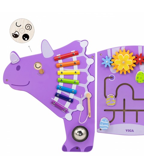 VIGA medinė sensorinė-manipuliacinė lenta EDU Triceratops