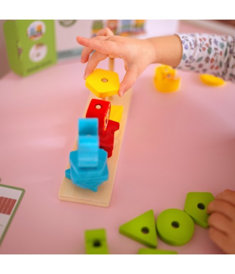 WOOPIE GREEN Montessori dėlionė Piramidė Gyvūnai 27 detalės FSC
