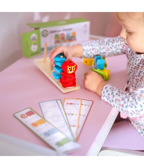 WOOPIE GREEN Montessori dėlionė Piramidė Gyvūnai 27 detalės FSC