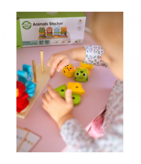 WOOPIE GREEN Montessori dėlionė Piramidė Gyvūnai 27 detalės FSC
