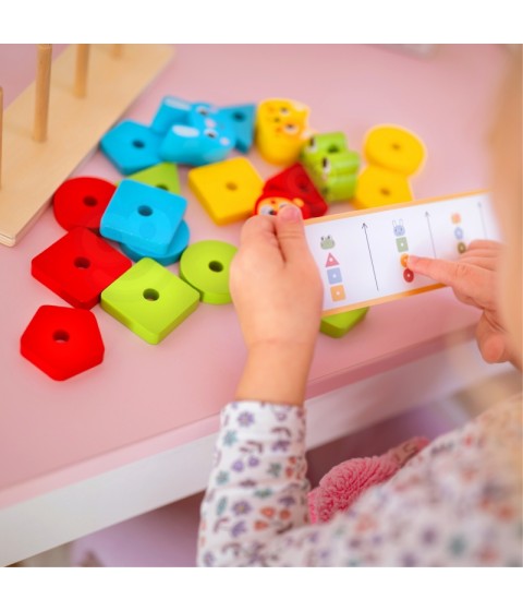 WOOPIE GREEN Montessori dėlionė Piramidė Gyvūnai 27 detalės FSC