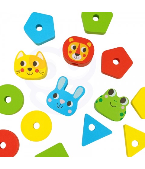 WOOPIE GREEN Montessori dėlionė Piramidė Gyvūnai 27 detalės FSC