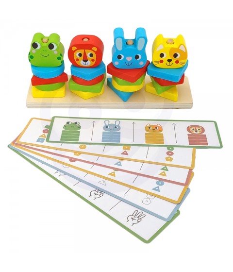 WOOPIE GREEN Montessori dėlionė Piramidė Gyvūnai 27 detalės FSC