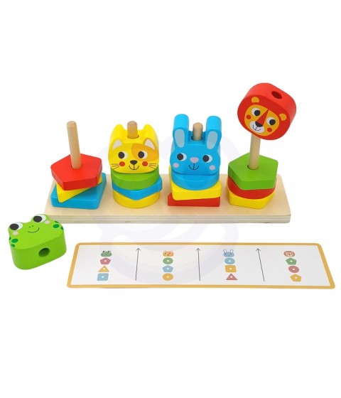 WOOPIE GREEN Montessori dėlionė Piramidė Gyvūnai 27 detalės FSC