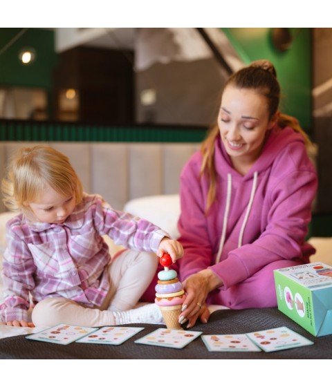 WOOPIE GREEN medinė ledų Montessori dėlionė, 12 detalių, FSC