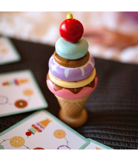 WOOPIE GREEN medinė ledų Montessori dėlionė, 12 detalių, FSC