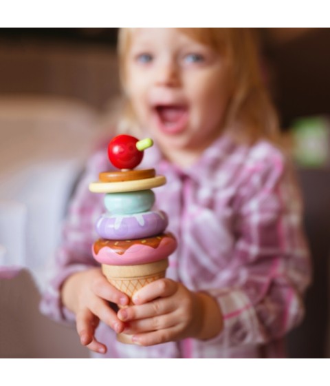 WOOPIE GREEN mediniai ledai Montessori dėlionės konditerijos gaminiai 12 vnt. FSC