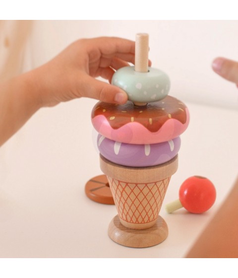 WOOPIE GREEN medinė ledų Montessori dėlionė, 12 detalių, FSC