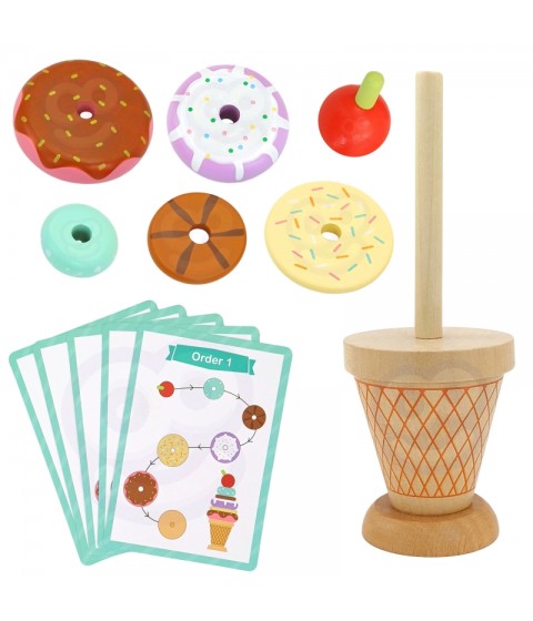WOOPIE GREEN medinė ledų Montessori dėlionė, 12 detalių, FSC