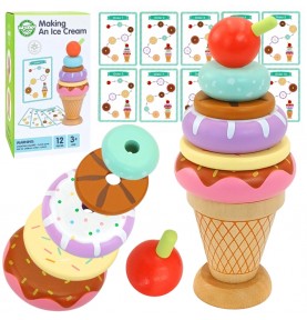 WOOPIE GREEN medinė ledų Montessori dėlionė, 12 detalių, FSC