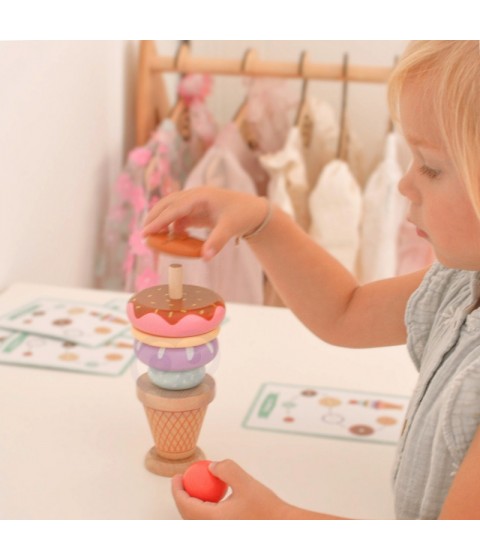 WOOPIE GREEN medinė ledų Montessori dėlionė, 12 detalių, FSC