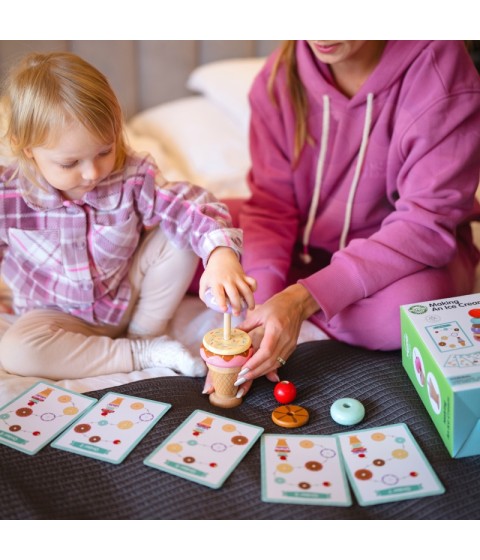 WOOPIE GREEN medinė ledų Montessori dėlionė, 12 detalių, FSC