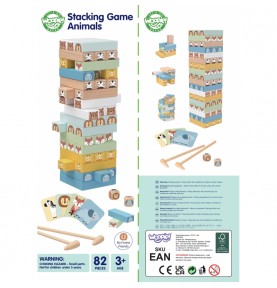 WOOPIE GREEN Įgūdžių žaidimas „Svyruojantis bokštas“ Gyvūnai 82 vnt. FSC