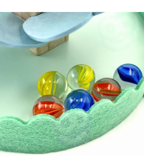 WOOPIE GREEN medinis kamuoliukų takelis muzikiniam vaivorykštės medžiui Montessori FSC