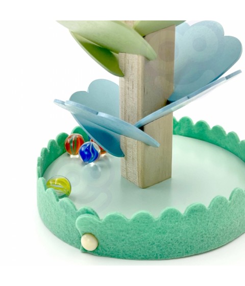 WOOPIE GREEN medinis kamuoliukų takelis muzikiniam vaivorykštės medžiui Montessori FSC