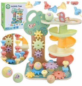 WOOPIE GREEN Montessori kamuoliukų takelis-aktyvumo medis 4 viename FSC