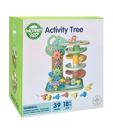 WOOPIE GREEN Montessori kamuoliukų takelis-aktyvumo medis 4 viename FSC