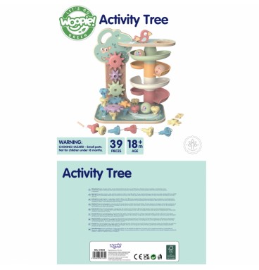 WOOPIE GREEN Montessori kamuoliukų takelis-aktyvumo medis 4 viename FSC