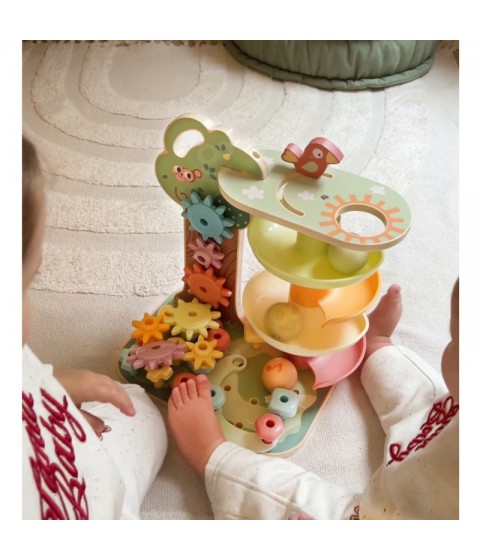 WOOPIE GREEN Montessori kamuoliukų takelis-aktyvumo medis 4 viename FSC