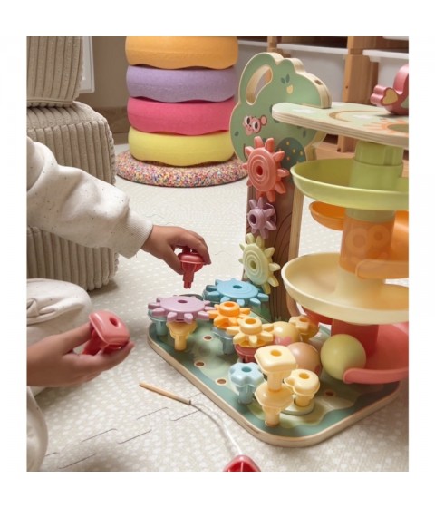 WOOPIE GREEN Montessori kamuoliukų takelis-aktyvumo medis 4 viename FSC