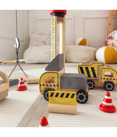 WOOPIE GREEN Medinis statybvietės 5 viename mobilus kranas XXL statybinės transporto priemonės 13 vnt. FSC
