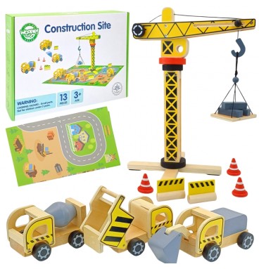 WOOPIE GREEN Medinis statybvietės 5 viename mobilus kranas XXL statybinės transporto priemonės 13 vnt. FSC