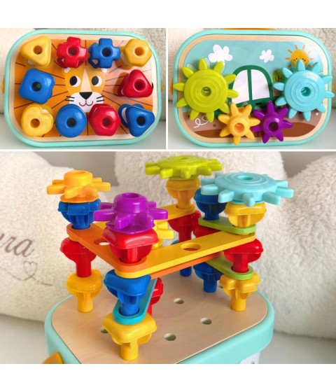 WOOPIE GREEN Montessori 12 viename variklio konstruktoriaus dėžė FSC